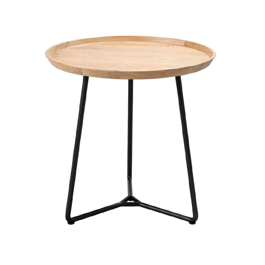 **Moderne Houten Bijzettafel met Stalen Onderstel**