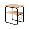 Houten bijzettafel met stalen frame en opberplank