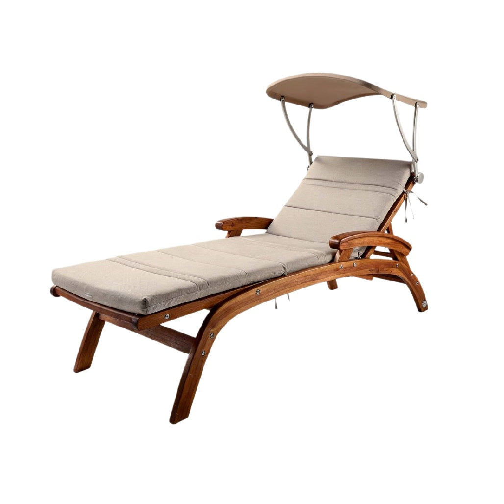 Luxe Houten Ligbed met Verstelbare Luifel en Comfortabele Kussen