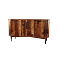 Technische titel: "Moderne Curved Houten Dressoir met Ribbelstructuur en Gepolijste Afwerking"