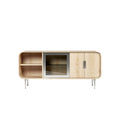 Klassieke Houten TV-meubel met Glazen Deur en Open Plank