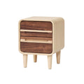 **Moderne Nachttafel met Houten Lades en Ronde Hoeken**