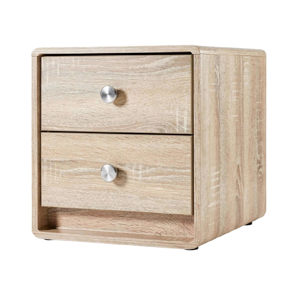 Moderne nachtkastje met twee lades van licht hout